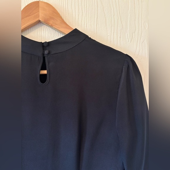 GAALA PARIS Alexane Black 100% Silk High Mock Neck MIDI Ruffle Evening Dress - Picture 6 of 17